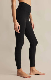 Z Supply Solstice 7/8 Legging in black sands heather - women's pants - alternate view