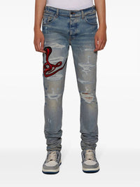 Amiri - Snake Patch Skinny Ripped Jeans