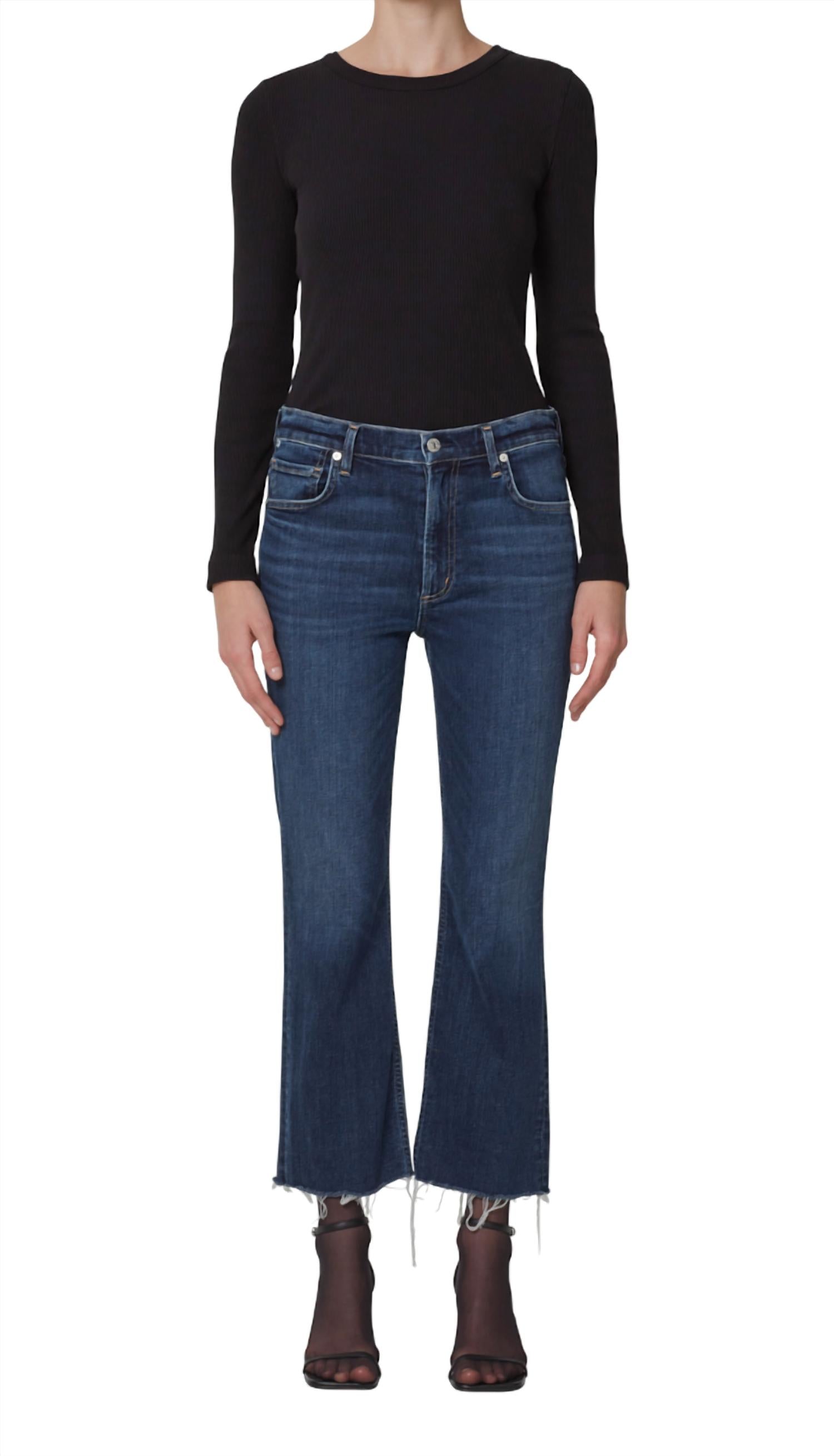 Citizens of Humanity Isola Mid Rise Cropped Boot Jean in baltic - women's jeans