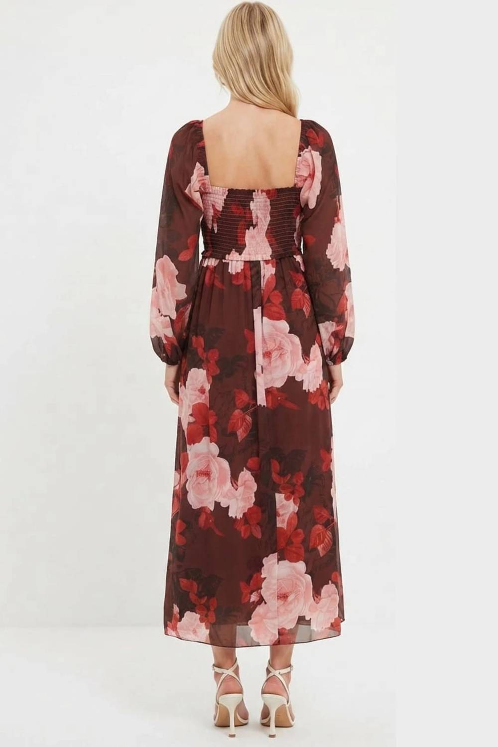 London Times - Women's Floral Print Empire Waist Maxi Dress