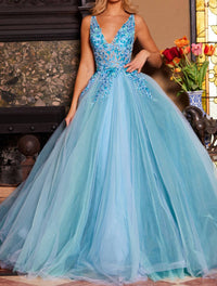 Jovani - Floral Embroidered Bodice Ball Gown