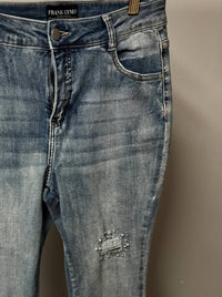 Frank Lyman - Women's Ankle Jeans With Rhinestones And Rips