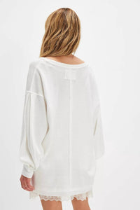 Free People =Coast 2 Coast Thermal Top in clean ivory - women's long sleeve top - detail view