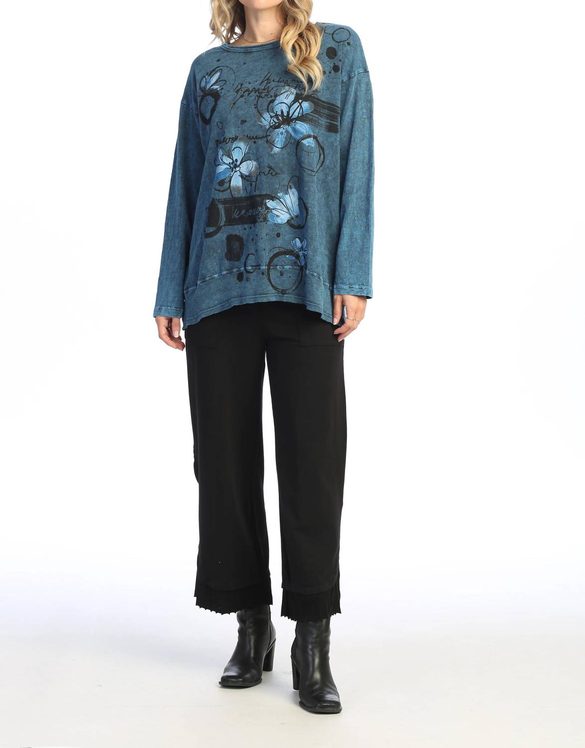 Jess & Jane - Mineral Washed Rib Contrast Top