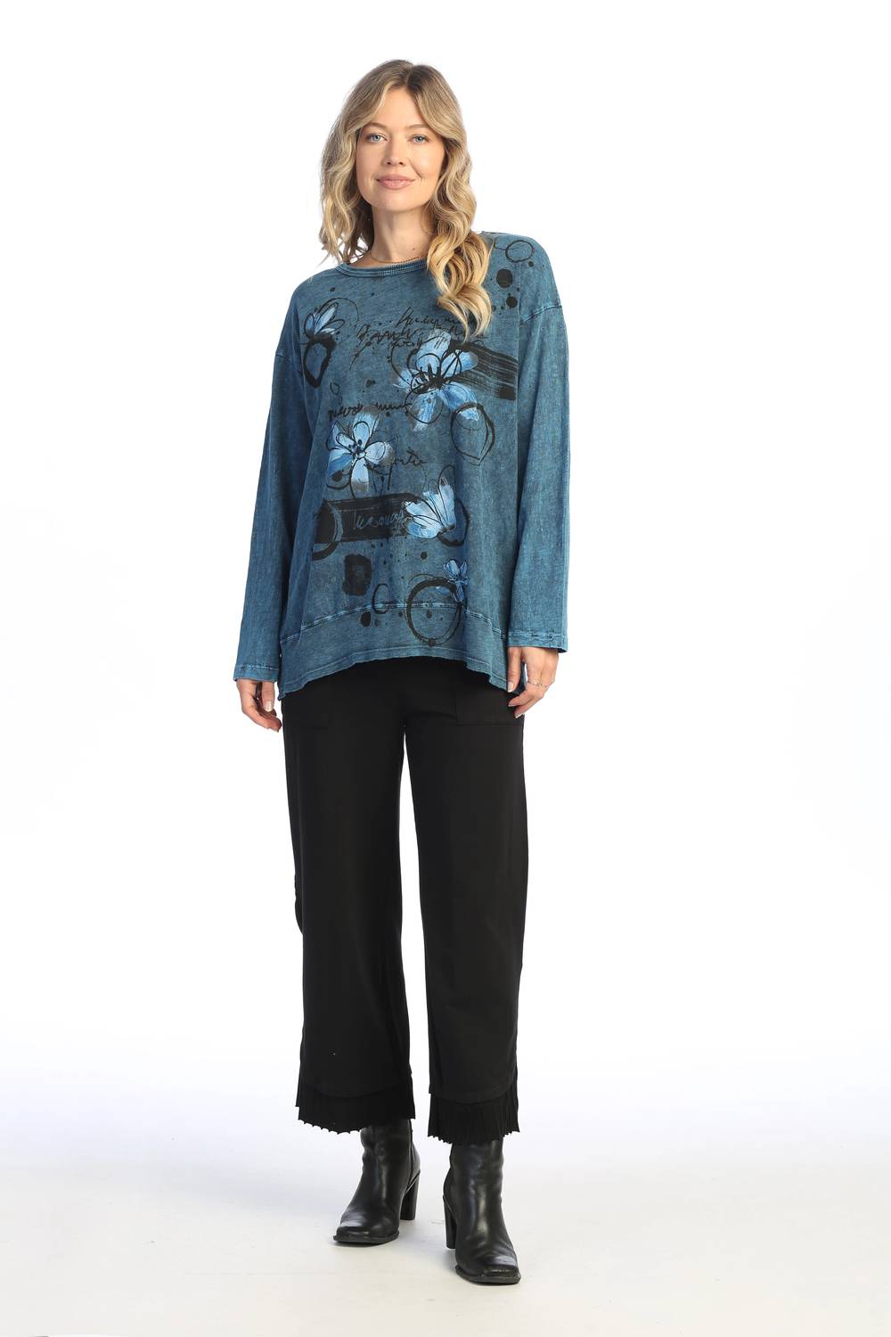 Jess & Jane - Mineral Washed Rib Contrast Top