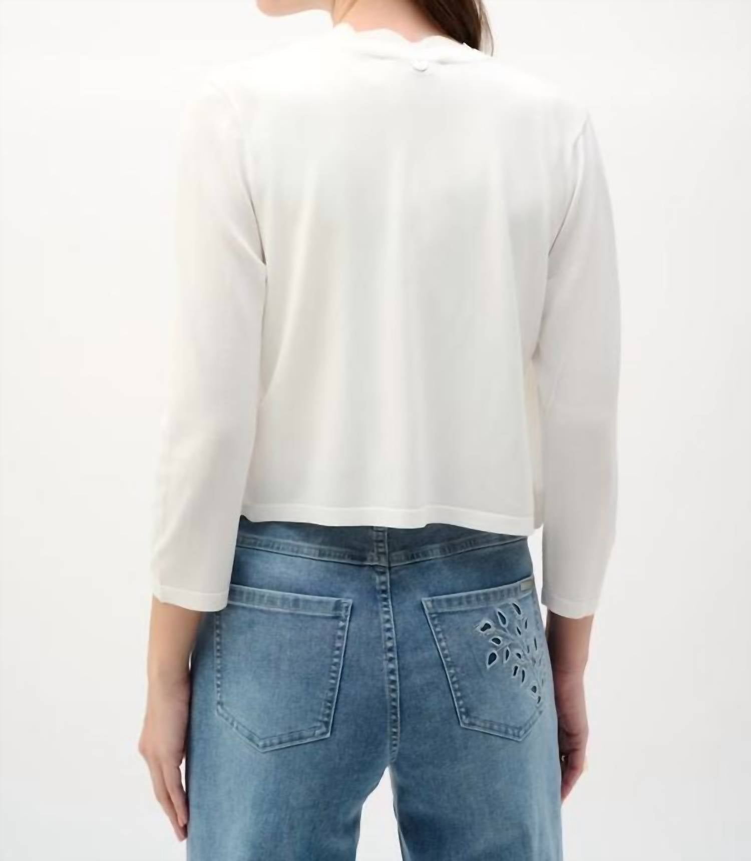Joseph Ribkoff - Open-front Scalloped V-neck Cardigan