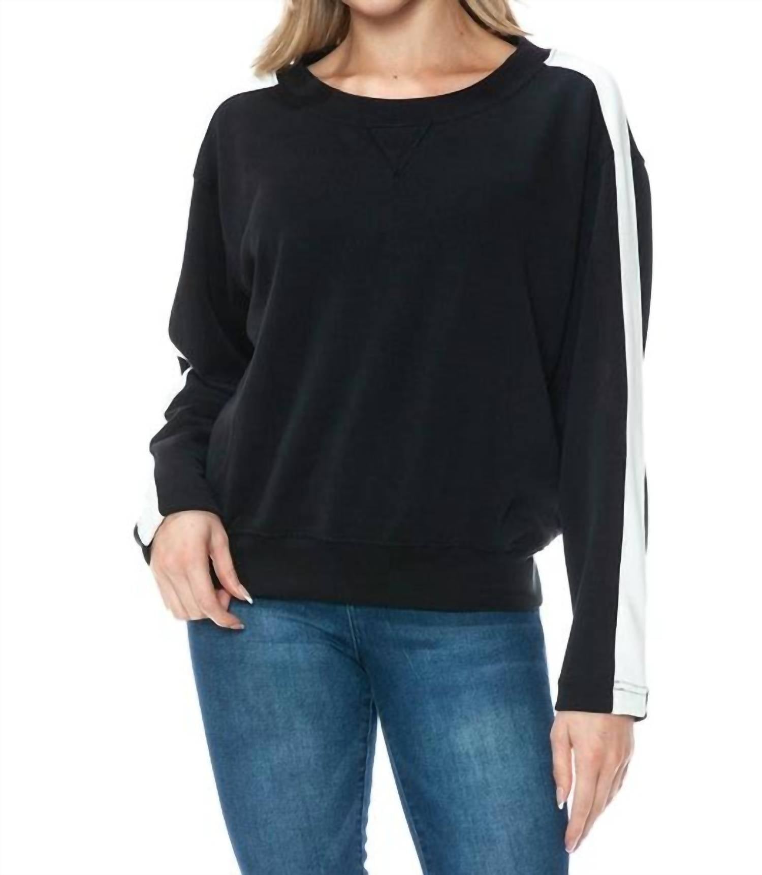 ariella Crewneck Long Sleeve Top in black - women's long sleeve top