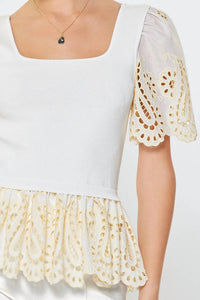 Current Air - Delicate Darling Mixed Media Woven Combo Top