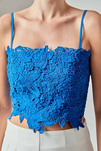 2.7 August Apparel - Lace Crop Fitted Top