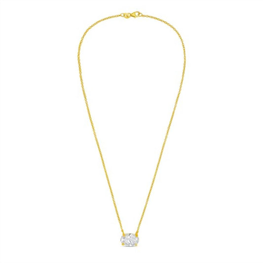 Diana M Jewels - Women's Oval Shape East West Diamond Pendant (2.00 Ct)