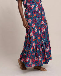 Southern Tide - Taytum Aster Bouquet Maxi Skirt Teal Haze