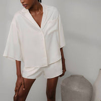 Lunya - Women's Washable Silk Relaxed Button Up Short Set