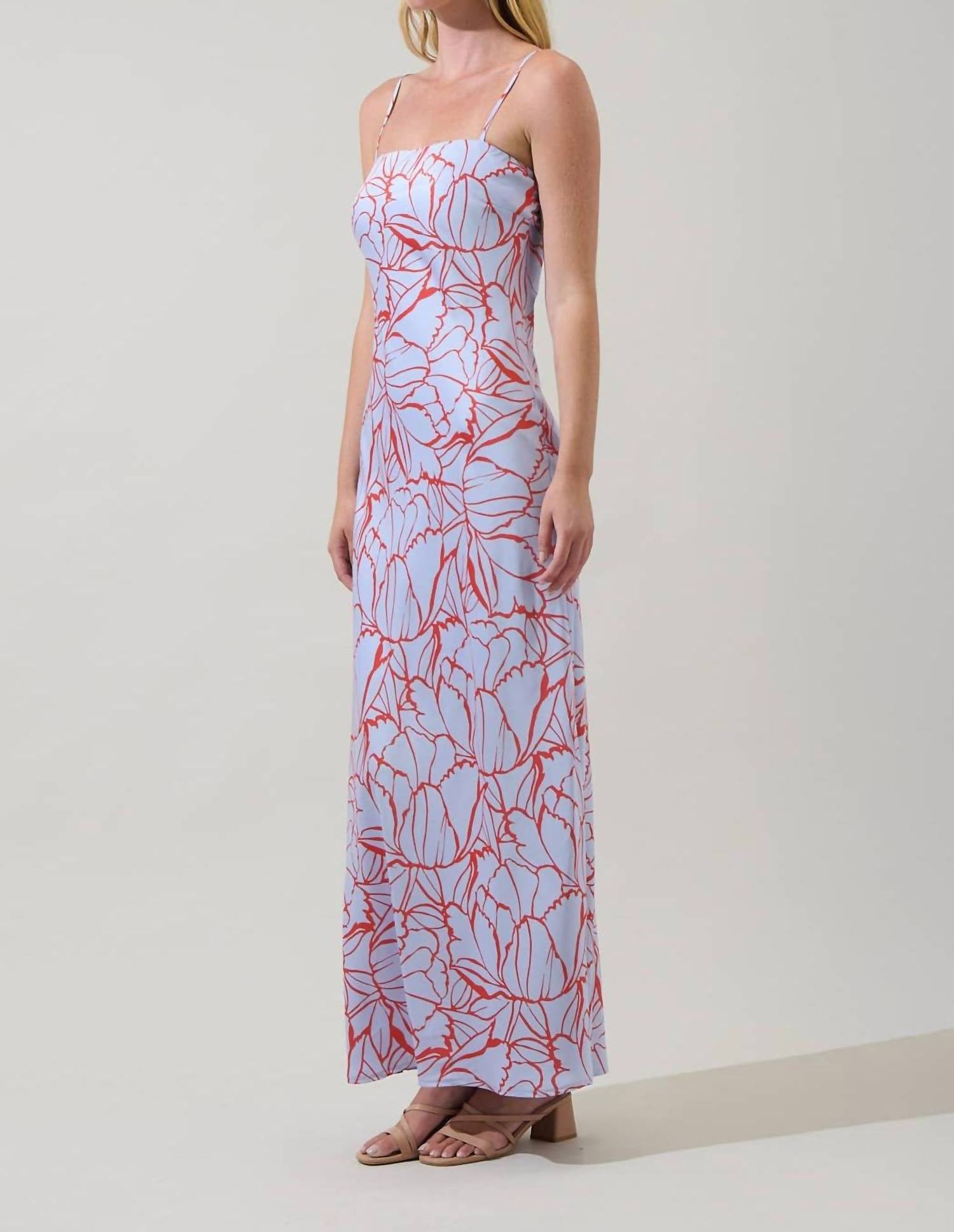 SUGARLIPS Cerys Floral Tirza Maxi Dress in lavender multi - women's dress - detail view
