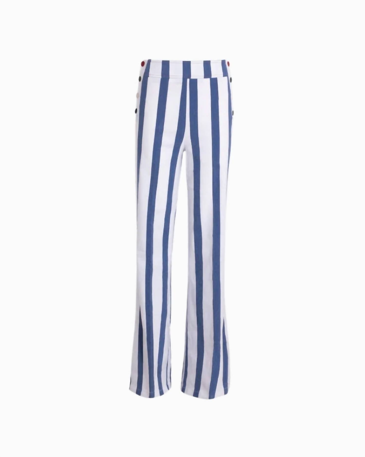 Vilagallo Striped Straight Trousers in blue white - women's pants - view 4