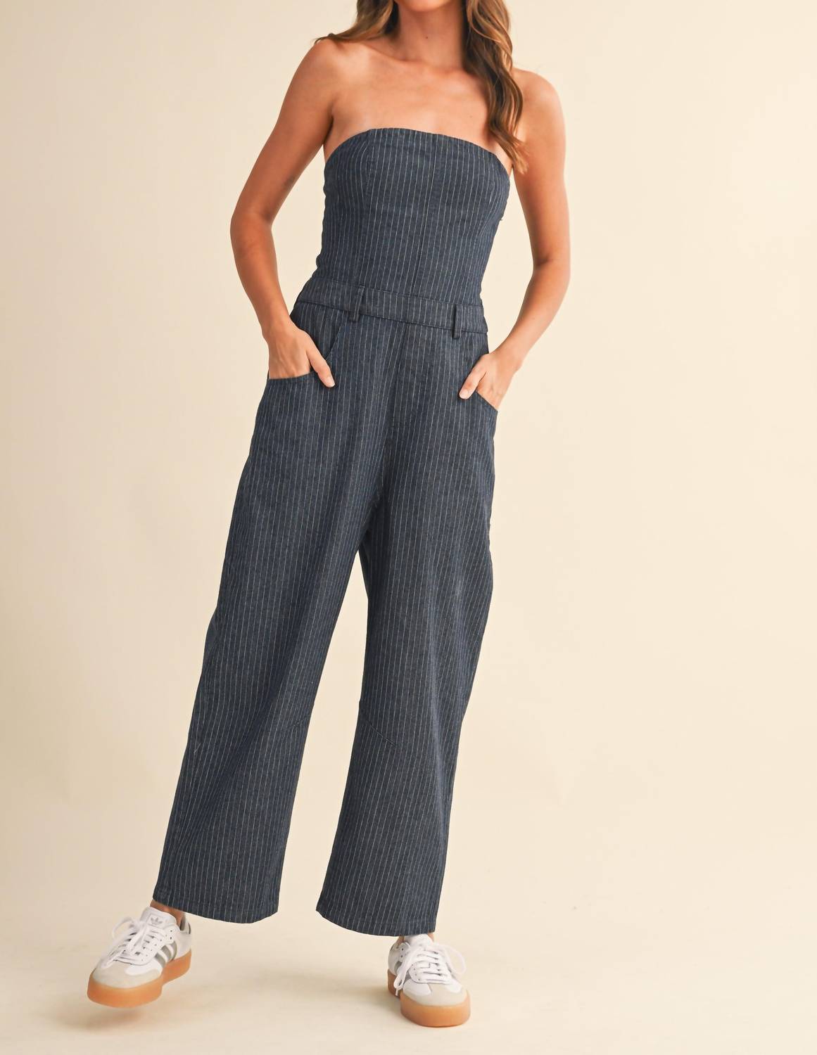 Klesis Pinstripe Pants Jumpsuit in denim - women's pants