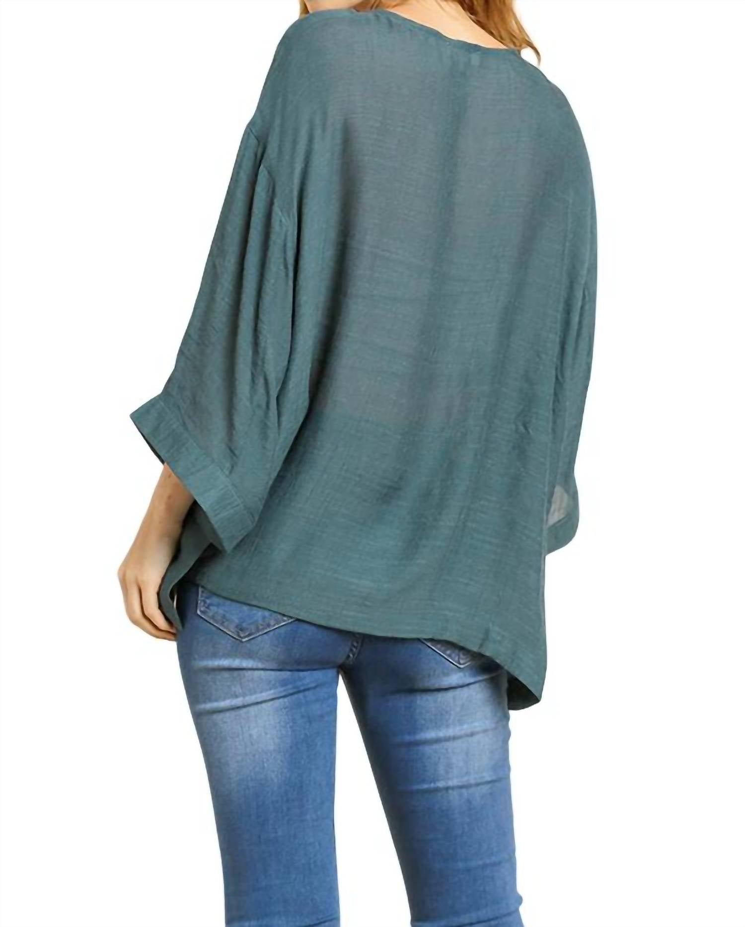 Umgee - Faux Button Front Pocket Top