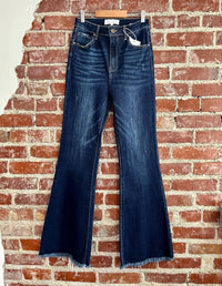 Risen - High Rise Flare Frayed Hem Jeans