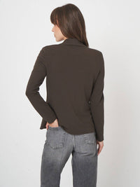 REPEAT cashmere Lady's Knit Blazer in dark brown - women's jacket - view 6
