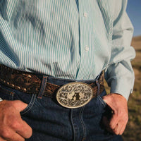 Montana Silversmiths - Men's Classic Western Oval Two Tone Initial Belt Buckle - J