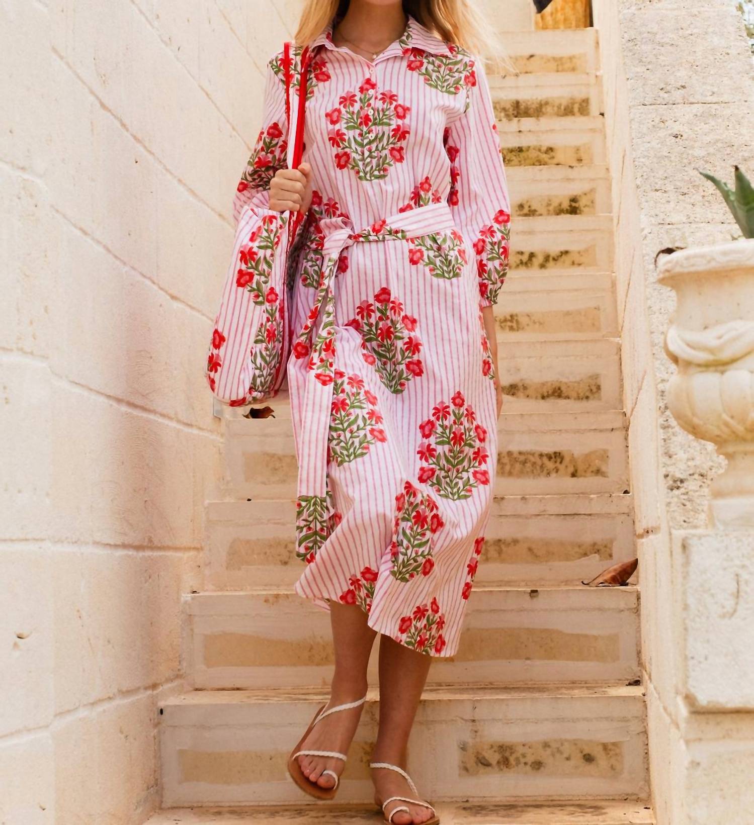 Pink City Prints - Pink City Prints Poppy Stripe Corfu Dress