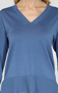 Metric Knits - V-Neck Pullover Sweater with Rib Sleeve