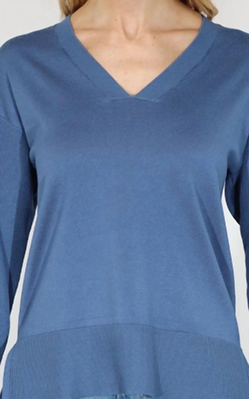 Metric Knits - V-Neck Pullover Sweater with Rib Sleeve