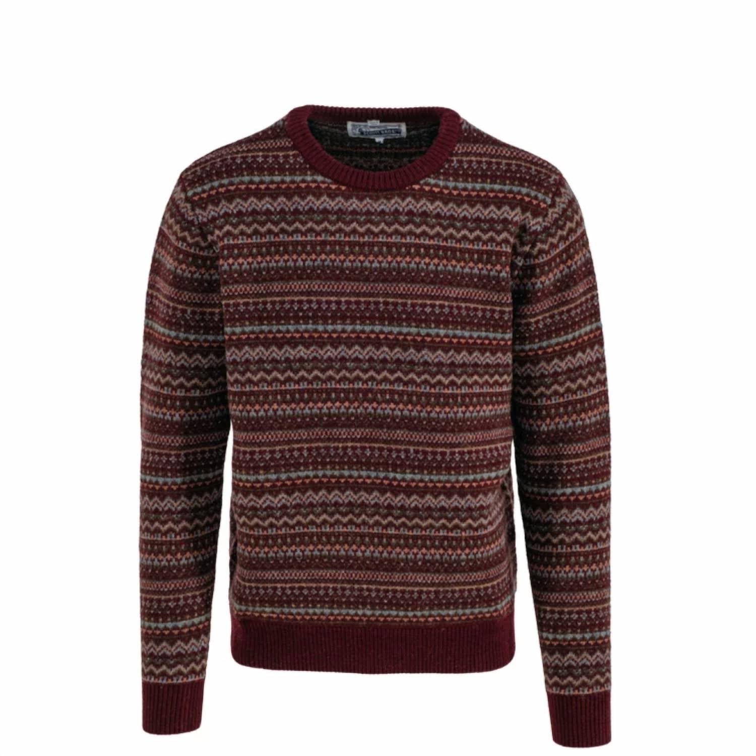 Schott N.Y.C. Men Fairisle Crewneck Sweater in burgundy - men's sweater