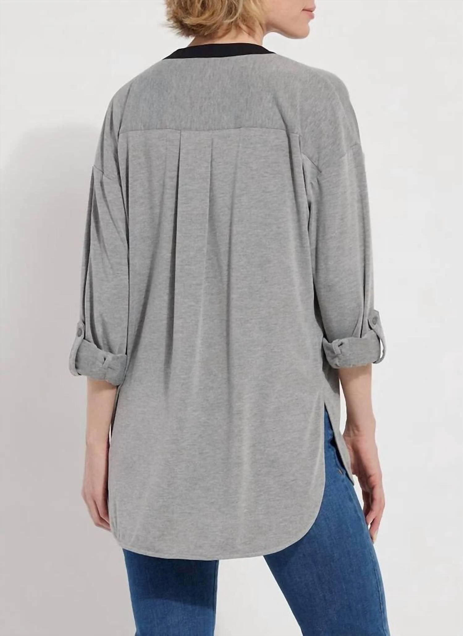 Lysse Zola Jersey Shirt in dark heather grey - women's blouse - alternate view