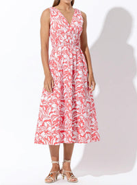 LUSANA Violet Poplin Midi Dress in tropica - women's dress
