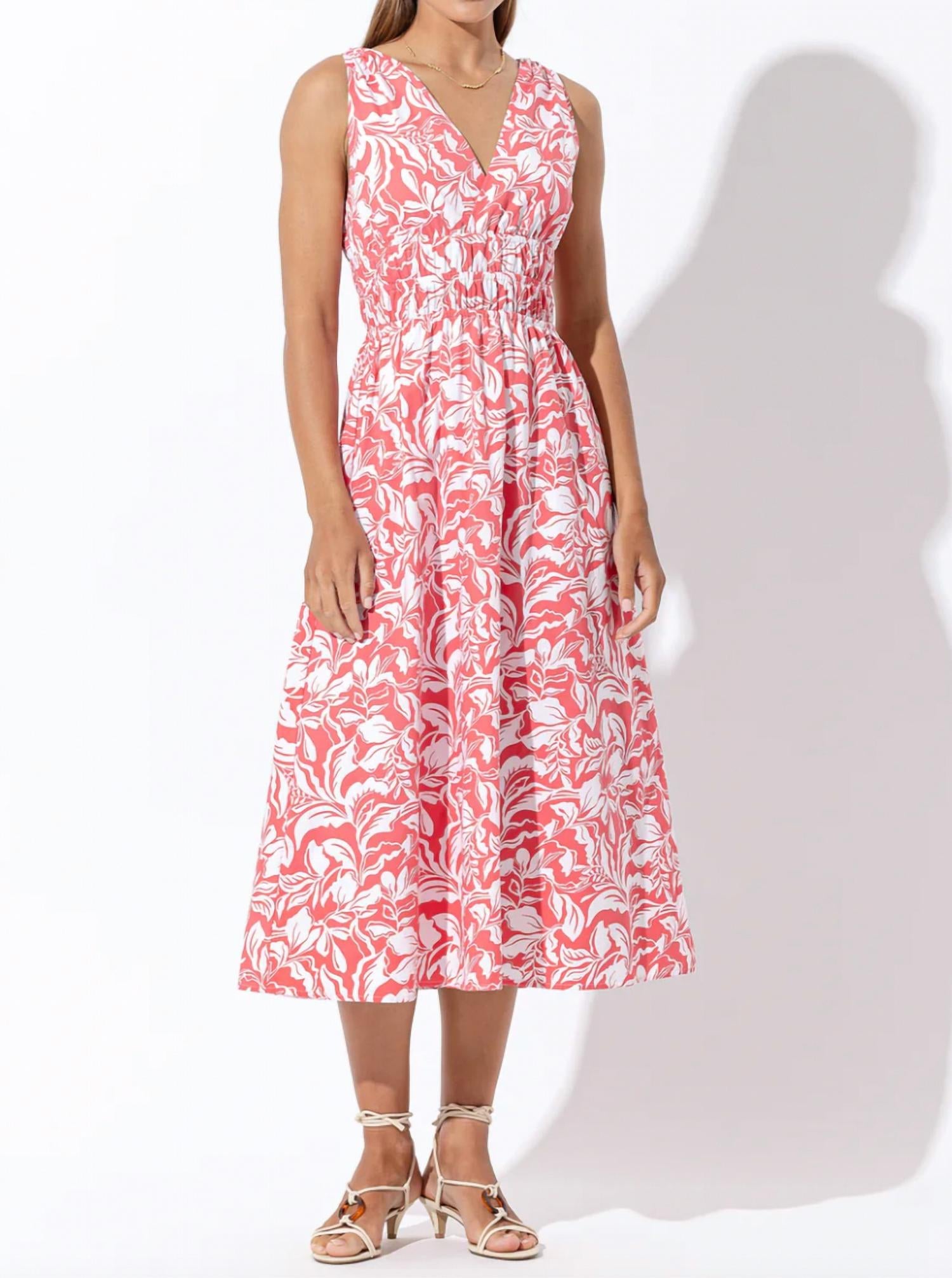 LUSANA Violet Poplin Midi Dress in tropica - women's dress