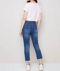 CHARLIE B Knit Denim Jogger in indigo - women's pants - detail view