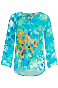 Dolcezza - Women's Big Angel Fish Mosaic Print Tunic Top