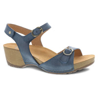 dansko Women's Tricia Sandal in blue milled burnished - women's sandal