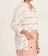 XCVI Dusten Oversize Button-up in pelagic wash earthen - women's shirt - view 4