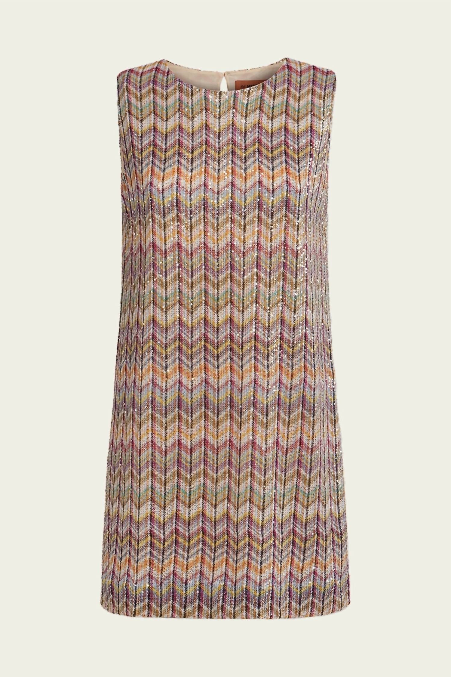 Missoni - Sleeveless Zigzag Mini Dress With Sequins