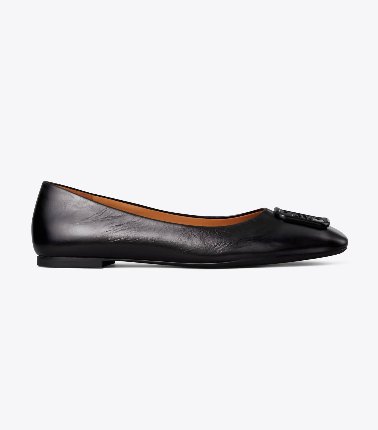 TORY BURCH Women's Georgia Athene Ballet Flat Shoes in perfect black - women's flats - detail view