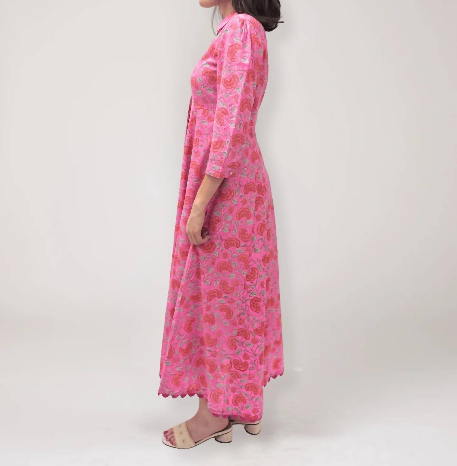 Juliet Dunn - Scalloped Cotton Shirt Midi Dress