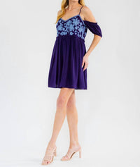 Savanna Jane - Cold Shoulder Embroidered Mini Dress