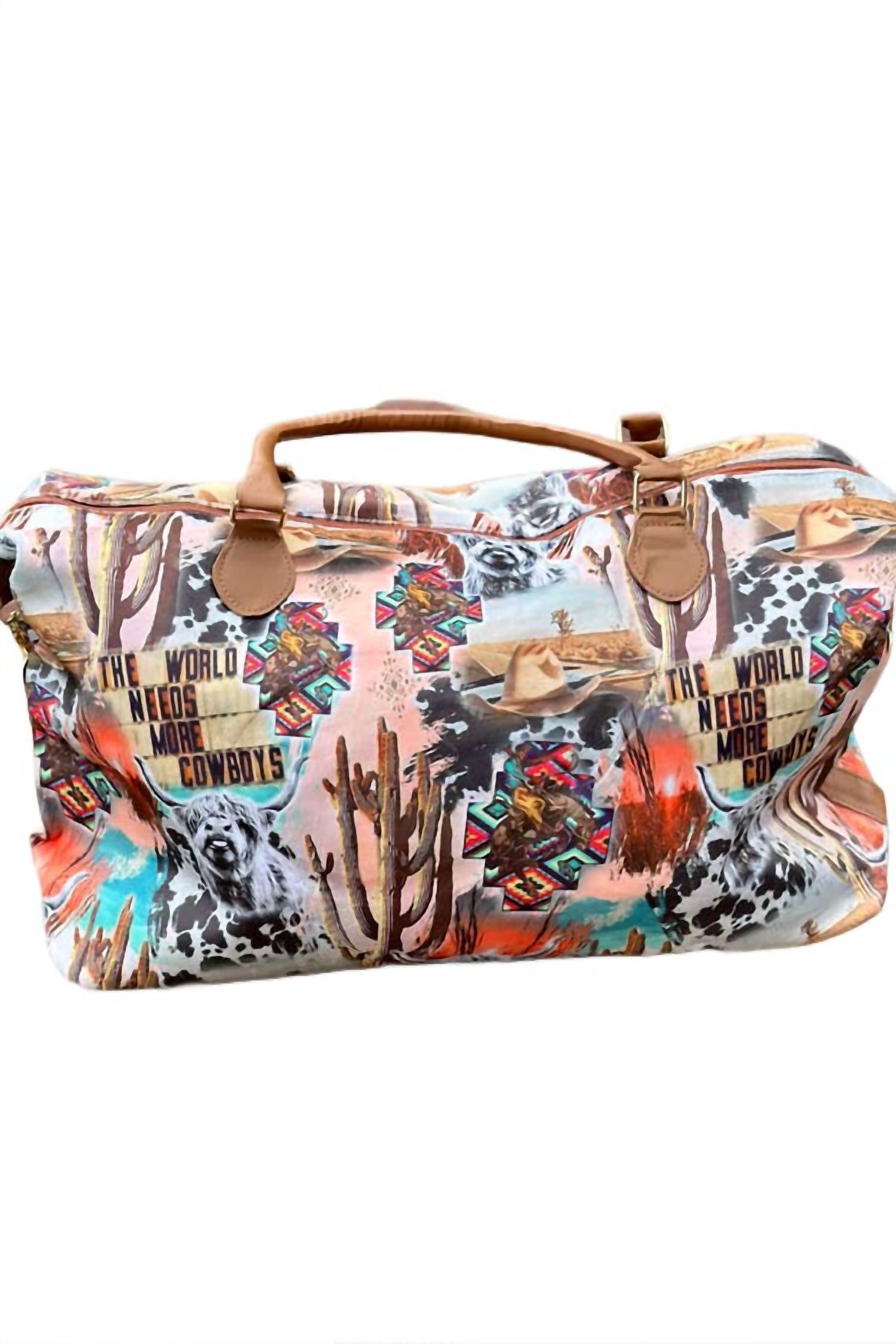 Glittering South - World Needs More Cowboys Western Graphic Large Weekender Tote