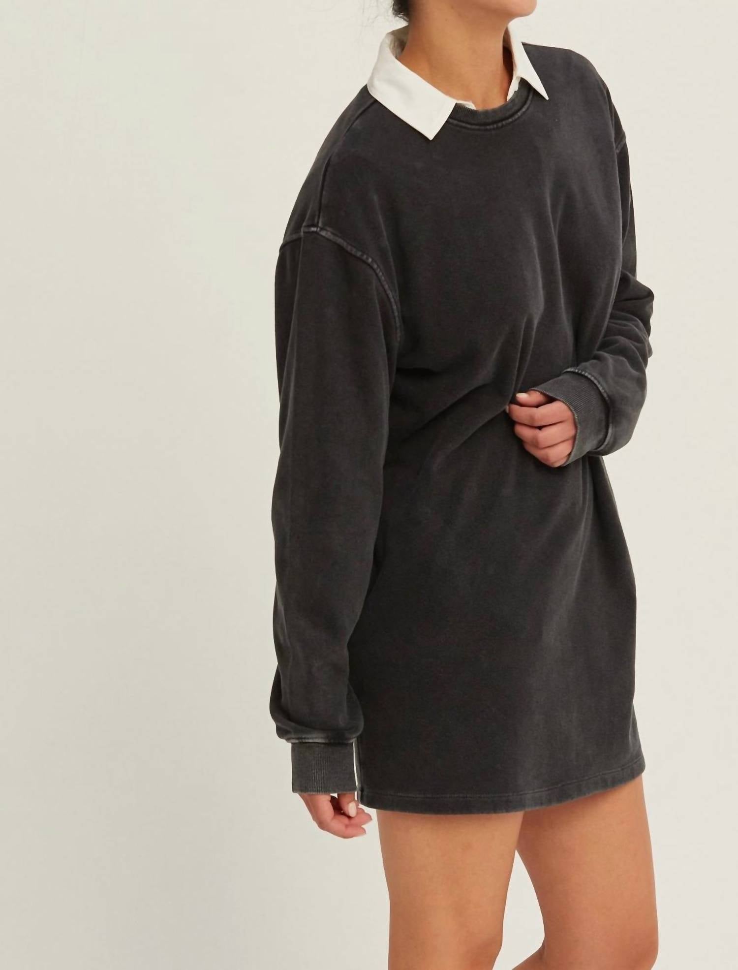 Double Zero Everyday Ease Sweatshirt Dress in black - women's dress - alternate view