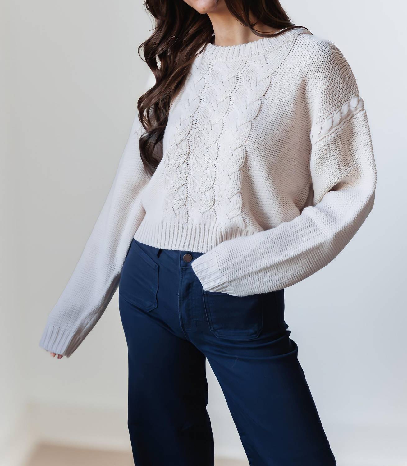 Baevely By Wellmade - Reese Cable Knit Sweater