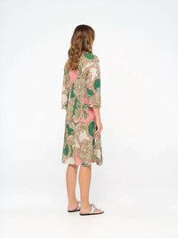 oneseason Faro Middy Poppy Midi Dress in green - women's dress - detail view