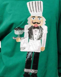 QUEEN OF SPARKLES Caviar Serving Nutcracker Sweatshirt in dark green - women's cardigan - detail view