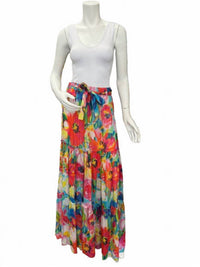 Qishma - Women's Colorful Floral Maxi Skirt