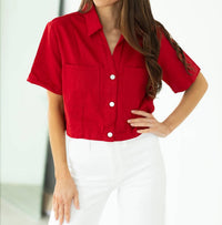 Day + Moon - Cherry Crush Denim Top