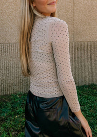 Skies Are Blue - Studs And The City Mesh Turtleneck Top