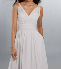 Morilee - Draped Full Length Chiffon A-line Gown