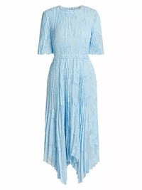 Jason Wu - Pleated Floral Fil Coupe Fit and Flare Midi Dress
