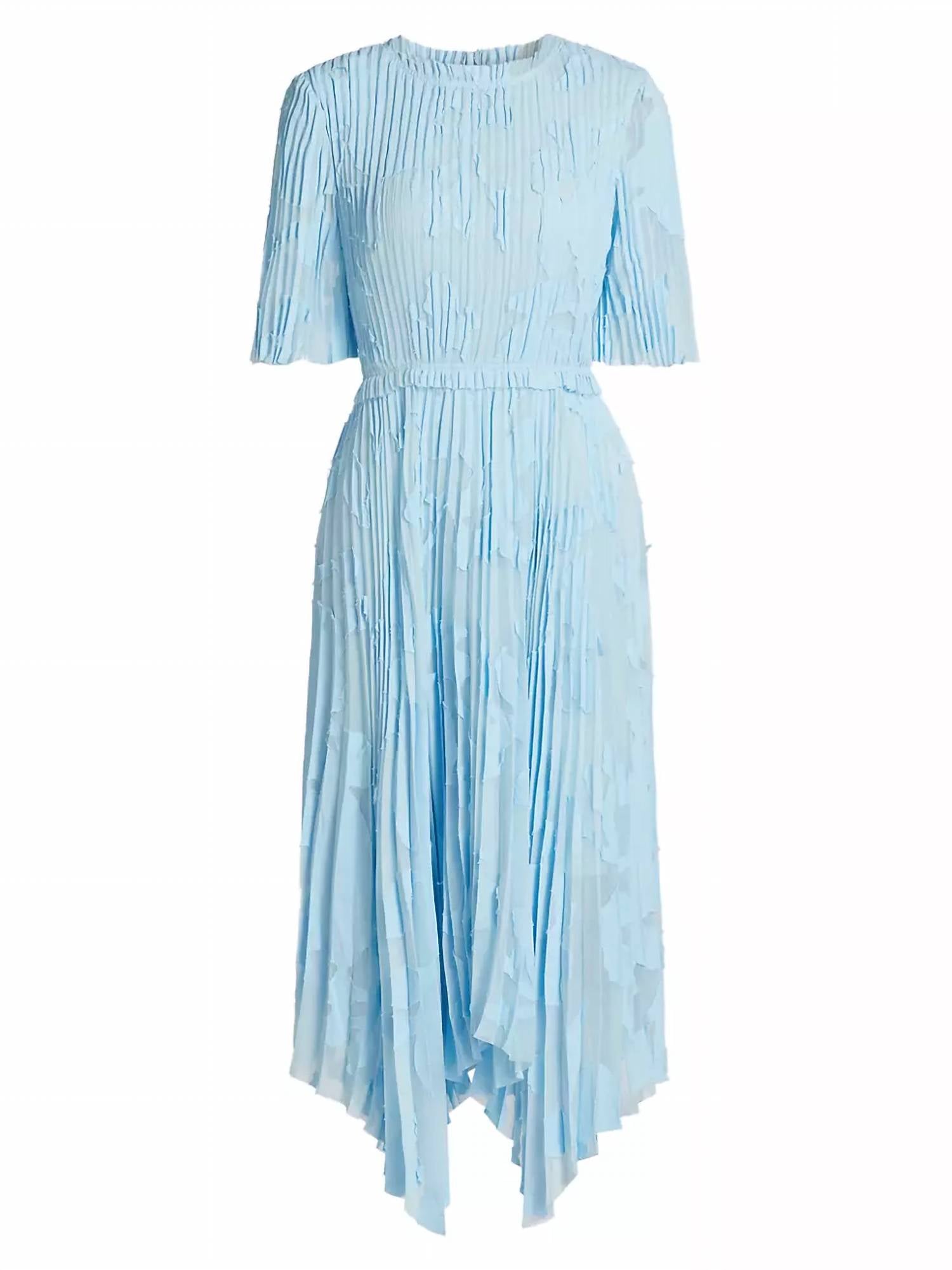 Jason Wu - Pleated Floral Fil Coupe Fit and Flare Midi Dress