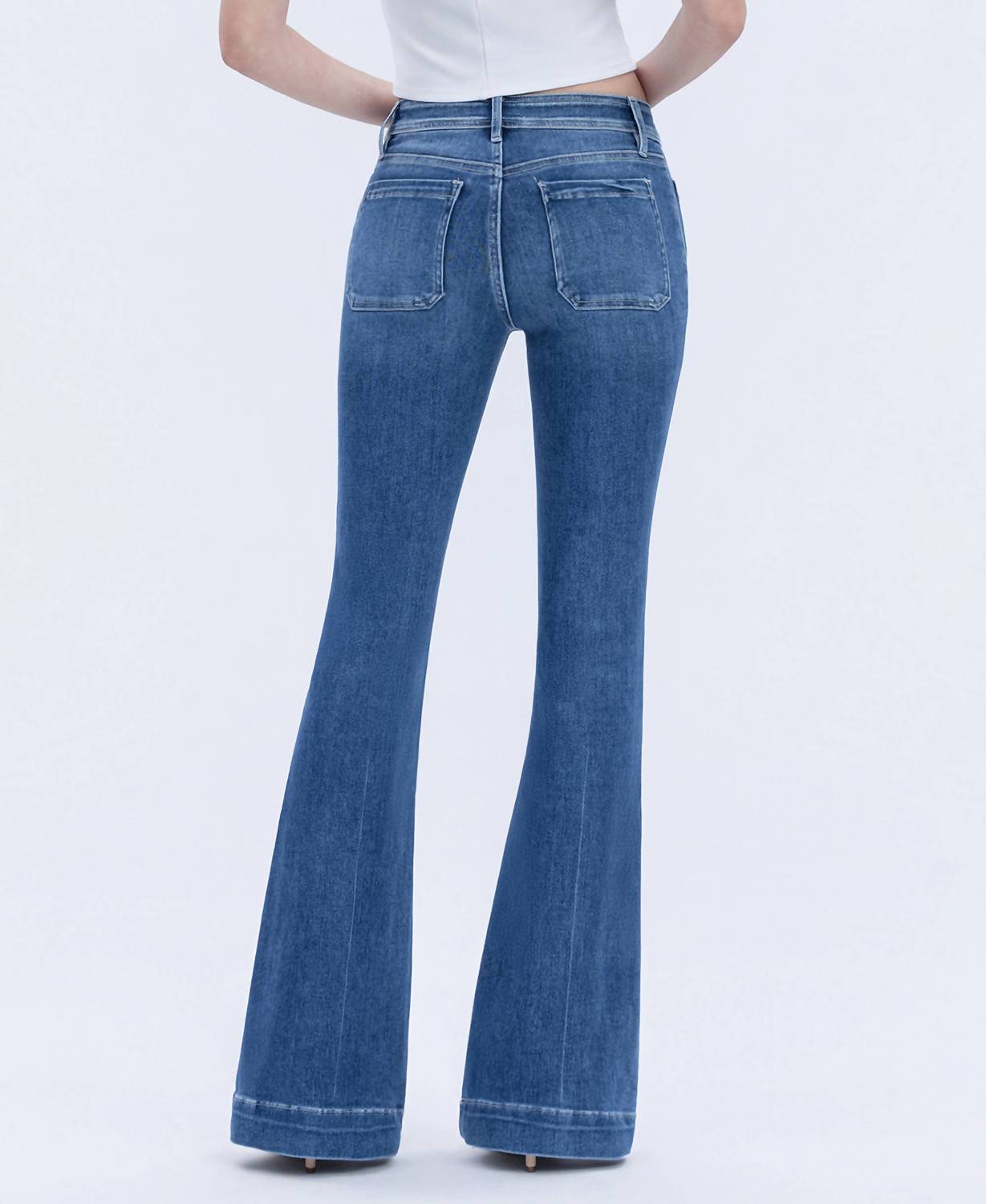 VERVET BY FLYING MONKEY MID RISE BUTTON FLY TROUSER HEM FLARE JEANS in gleefully - women's jeans - view 7